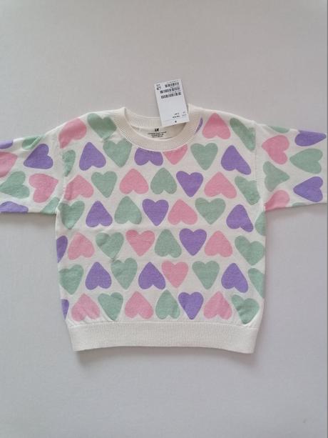 Novy pulover 98/104 so srdieckami, h&m,98