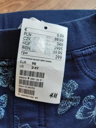 Dievčenské legínsy, h&m,98