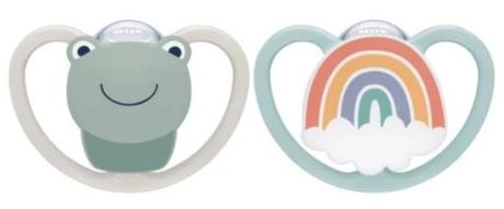 Nuk silikónový cumlík space frog 0-6m, 2ks, nuk