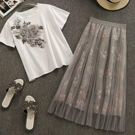 Sukna s topom flowers, s