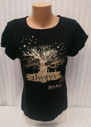 Dámsky čierny top, zlatý motív, harry potter, s/m, s