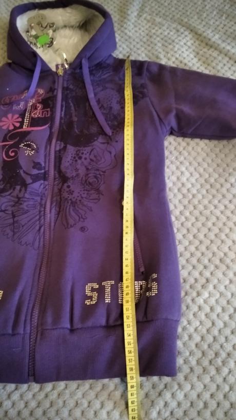 Fialová mikina na zips s kožušinkou, 140