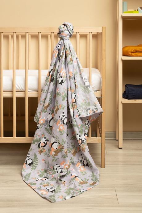 Sensillo mušelínová plienka panda a líška 120x120c,