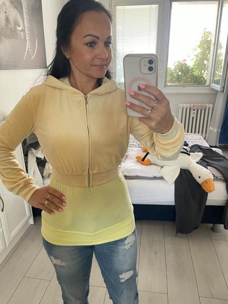 Žltá crop top mikina, xs