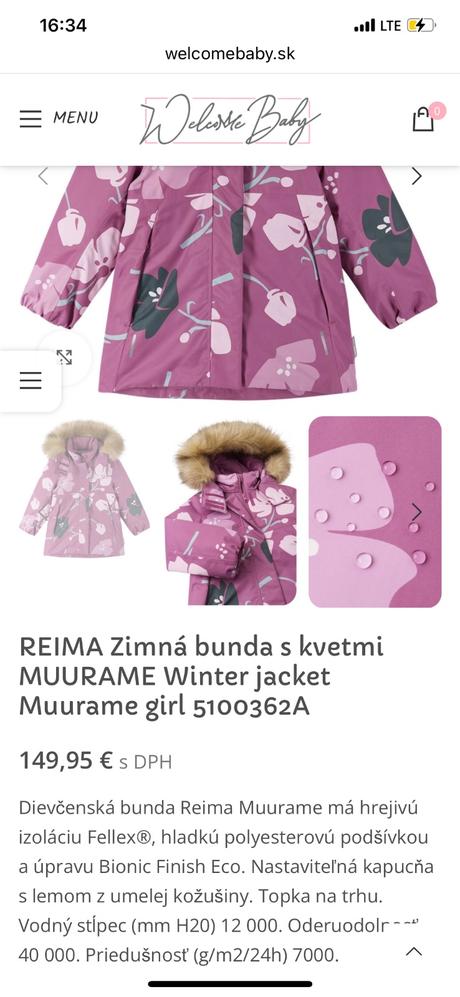 Reima muurame zimná bunda, parka, kabátik 116/122, reima,116