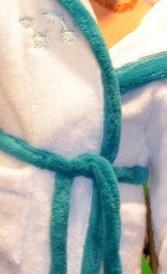 Detský župan melm biely s tyrkysovým lemom, 74 - 104