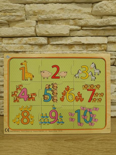 Drevené puzzle čísla pre najmenších,