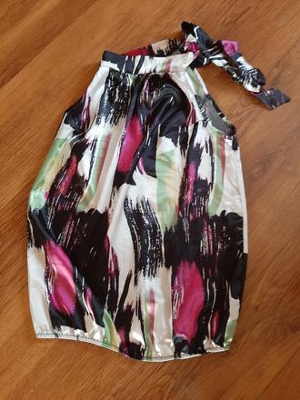 Letná saténová blúzka s viazaním, s