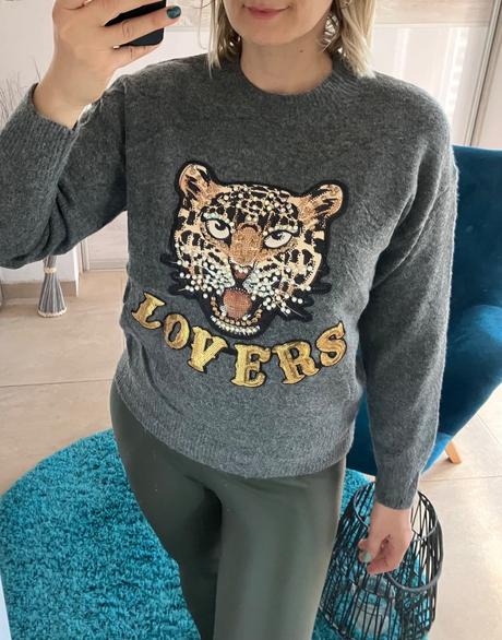 Dámsky sveter s flitrami (uni), l / m / s / xl