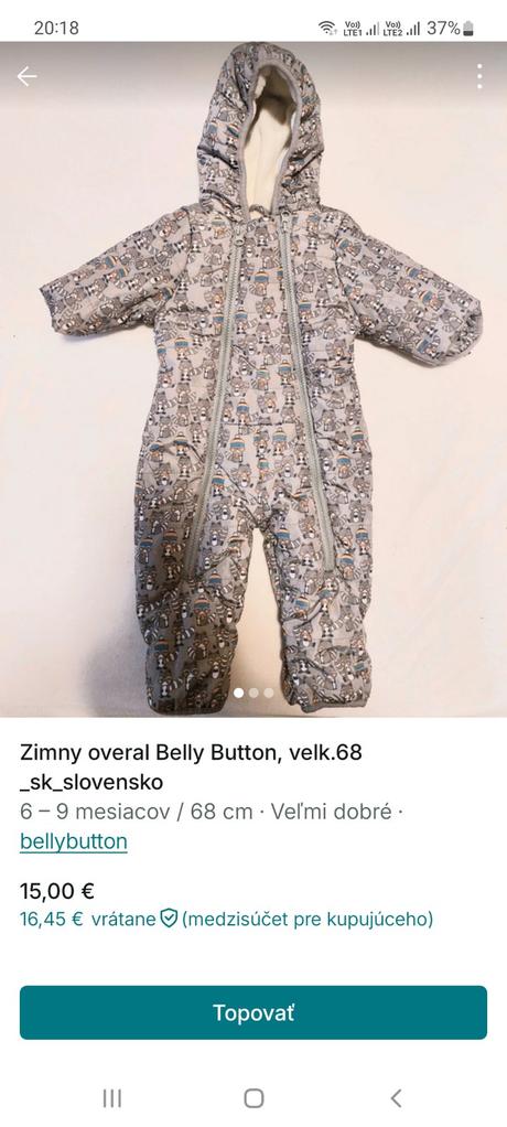 Zimný overal belly button velk 68, 68