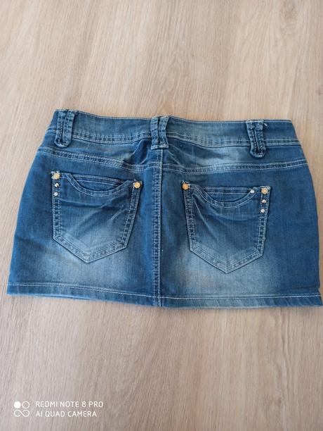 Riflová mini sukňa, s