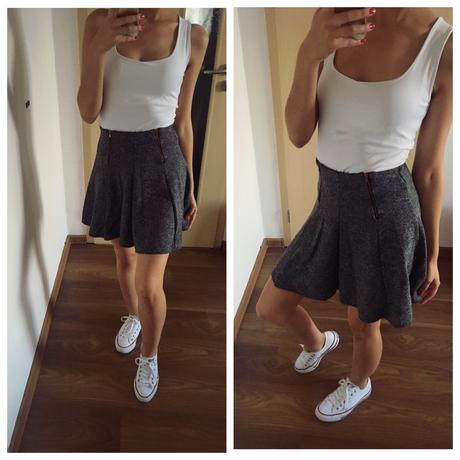 Krasna ackova sukna s rose gold detailami, bershka,xs