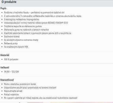 Dievčenský overal do dažďa 110/116, lupilu,110