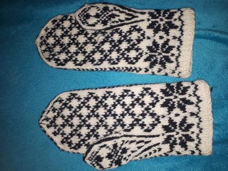 Pletené rukavice s nórsky vzorom, l