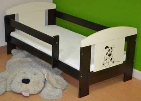 Drevená posteľ  bielo -čierna psík, šírka (cm): 70,dĺžka (cm): 160