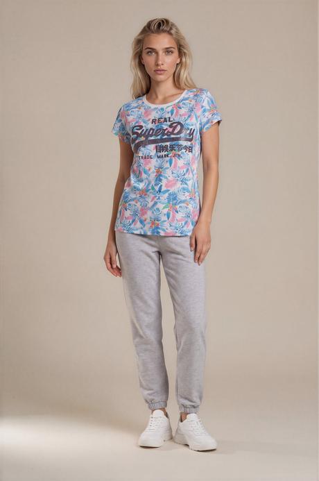 Dámske tričko s tropickým vzorom, superdry,l