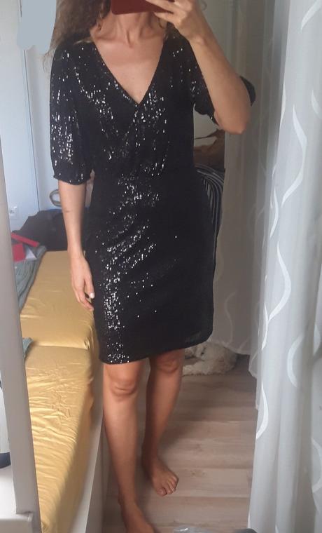 Čierne flitrovane šaty, f&f,38