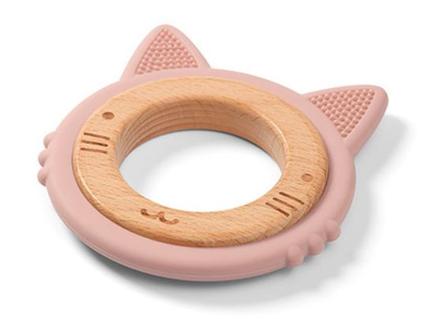 Drevo-silikónové hryzátko babyono kitten je väčšou,