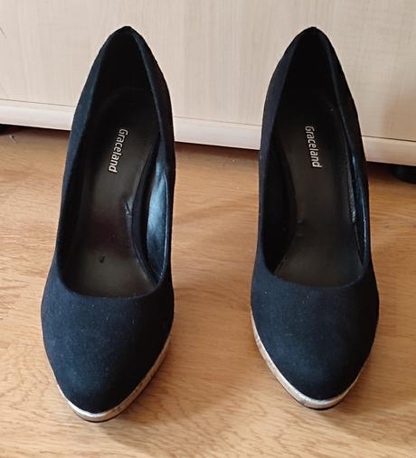 Čierne semišové lodičky, graceland,37