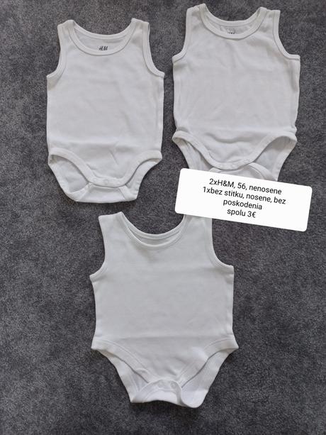 3 tielkove body, h&m, 56, h&m,56