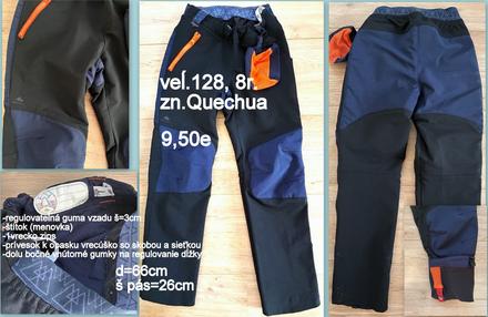 Turistické chlapčenské outdoor nohavice, veĺ.128,8, quechua,128