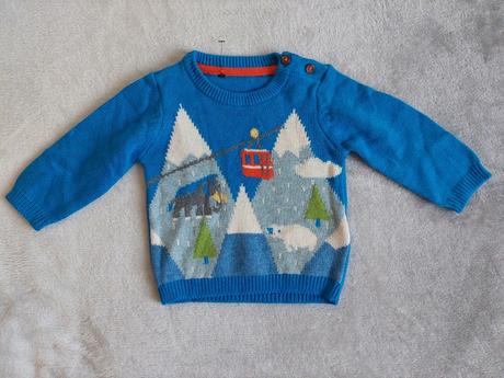 Teplý svetrík so zimným vzorom veľ.68-74, marks & spencer,74