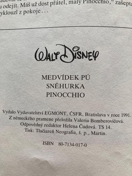 Medvídek pú pinocchio sněhurka walt disney (1991), 