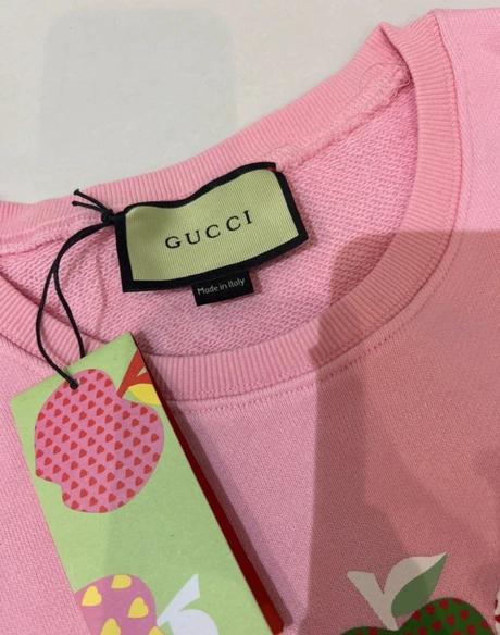 Gucci ružová bavlnená kvalitná mikina m-l, l / m