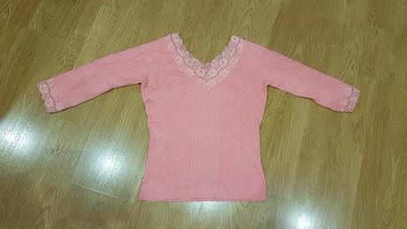 Ružové tričko s čipkou v. m, m