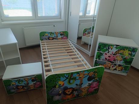 Posteľ s matracom, komoda, truhlica, šírka (cm): 90,dĺžka (cm): 200