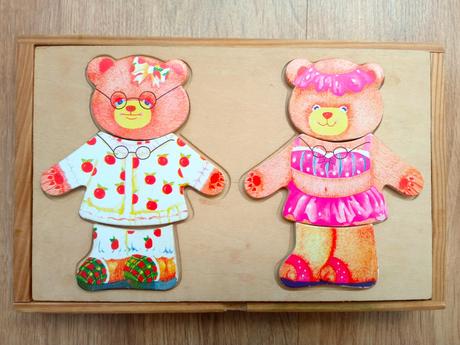 Drevené puzzle obliekanie, 