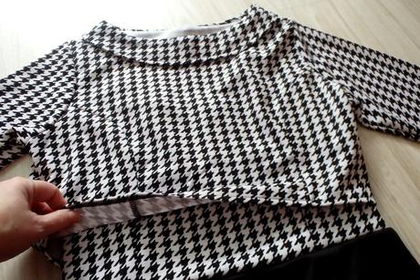 Peekaboo čierno-biele vzorované šaty + crop top, 38 - xl