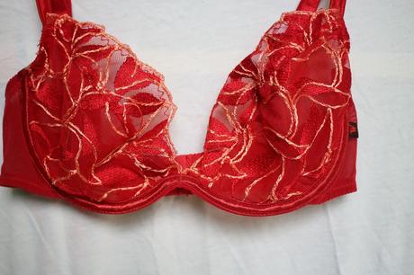 Dámska cute červená vyšívaná podprsenka y2k vintag, s
