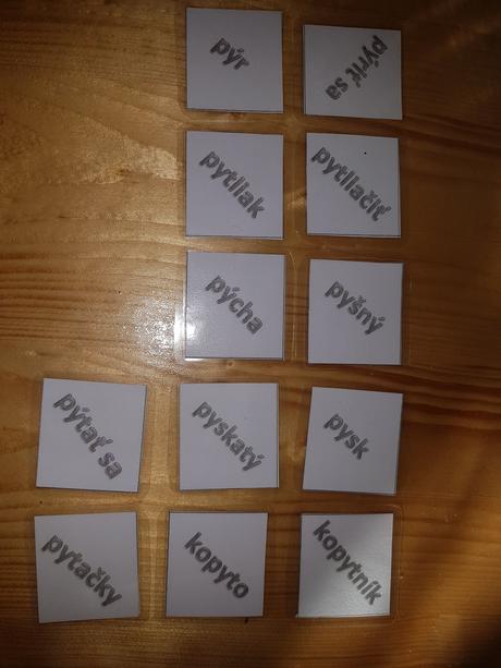 Pexeso na vybrané slová, 