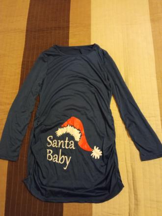 Vianočné tehotenské predĺžené tričko, s