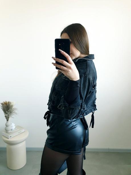 Rifľová bunda so šnurovaním xs, bershka,xs