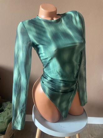Zelený sieťovaný body top, s, s