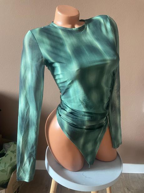 Zelený sieťovaný body top, s, s