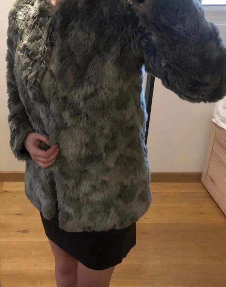 Šedý umelý kožuch h&m, xxs/xs, h&m,xs