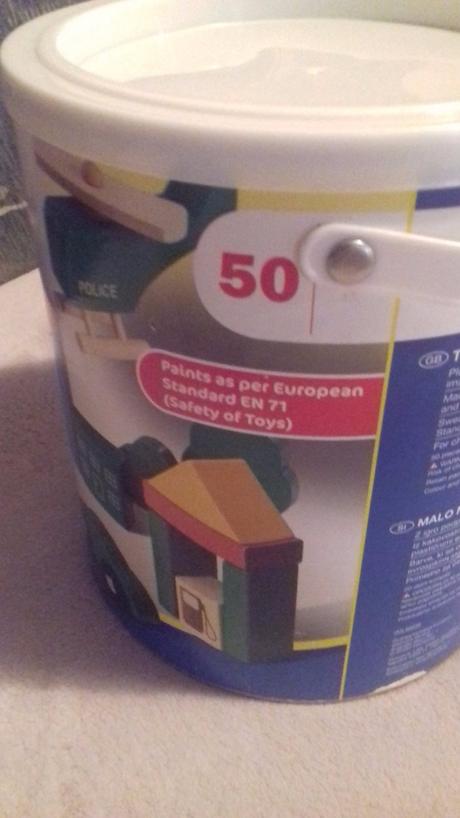 Drevene kocky vo vedierku farebne  50 ks, 