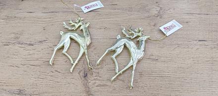 Jeleň závesný - 140 mm - zlatý, 