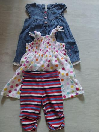 2x letné šaty + legíny 9-12 mesiacov, 86–98