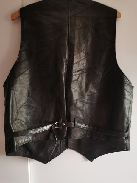 Pánska kožená motorkárska vesta, l