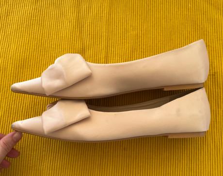 Krémové baleríny s mašľami reserved, 38, reserved,38