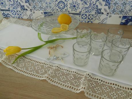 Sklenené na stolovanie, retro, 