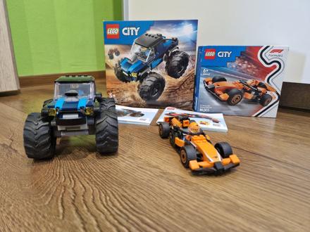 Lego monster truck a formula f1 mclaren,