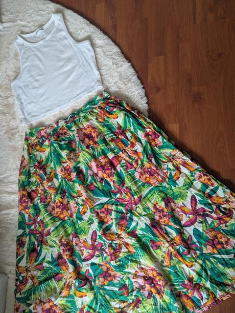 Letný set (top+midi sukňa) 46/48, kik,46