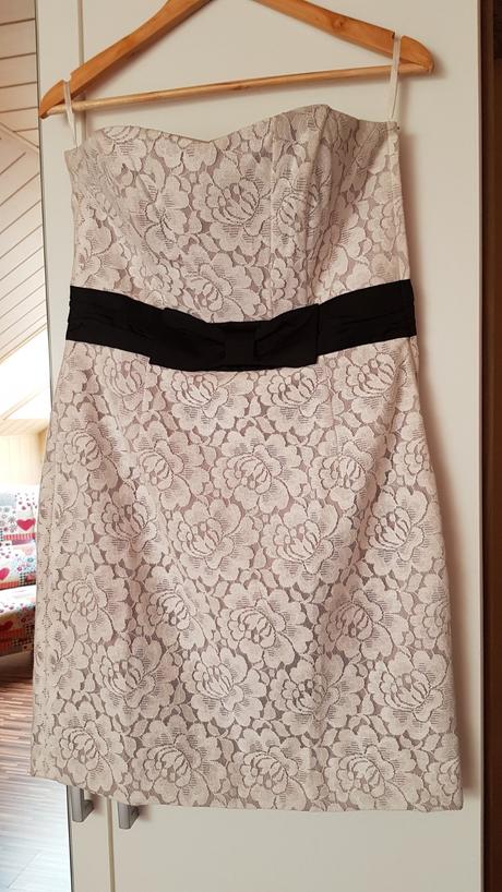 Biele čipkové korzetové šaty, h&m,42