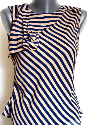 Pásikavá blúzka hnedo-modrá, s