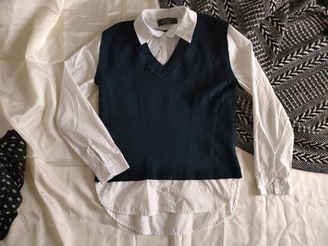 Elegantný svetrík s košeľou "v", primark,xs